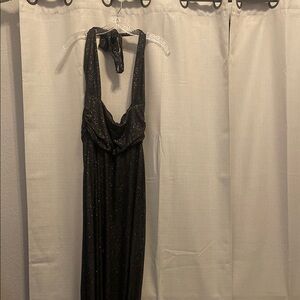 Black Tie Front Halter Maxi Dress